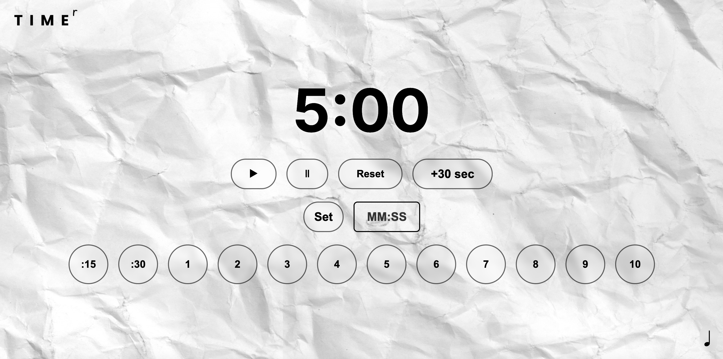 Crumpled Paper Timer