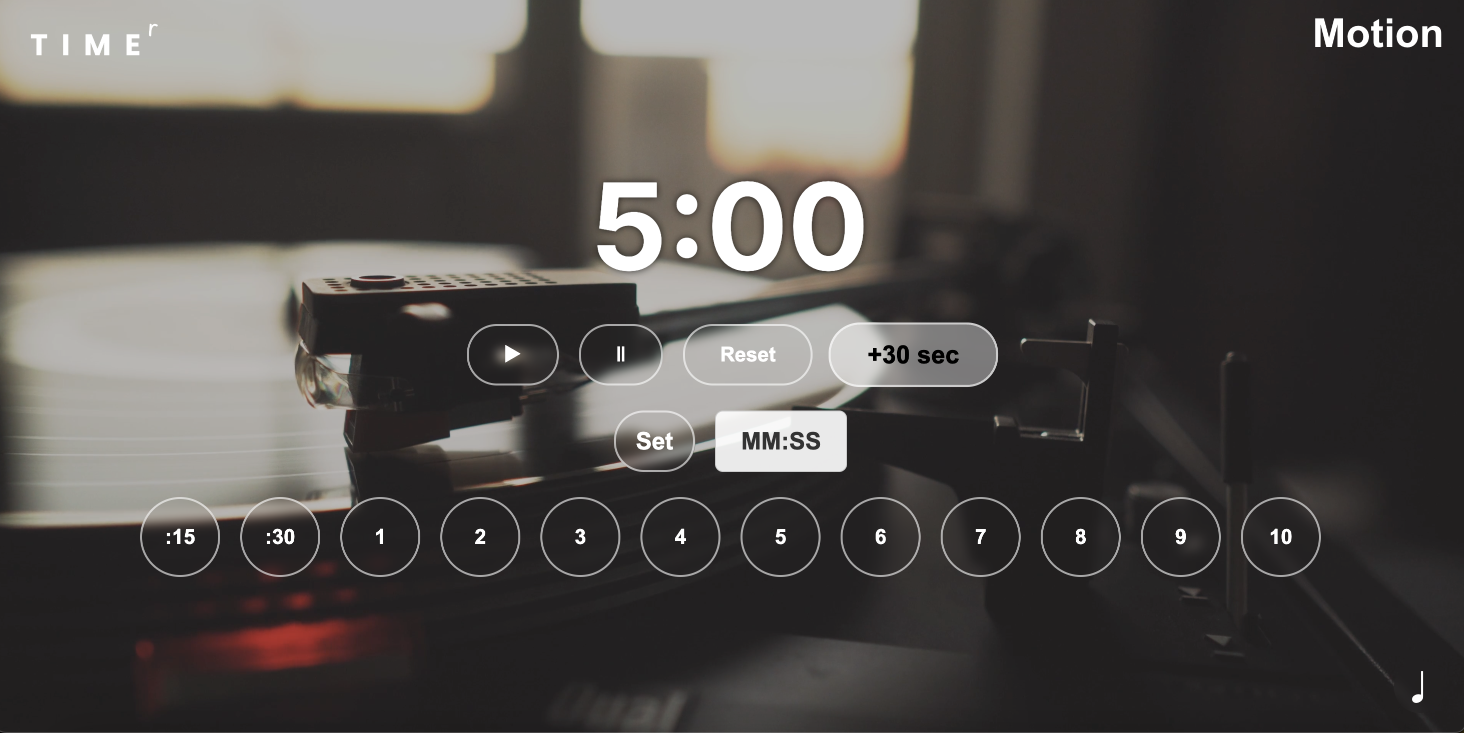 Vinyl Motion Timer